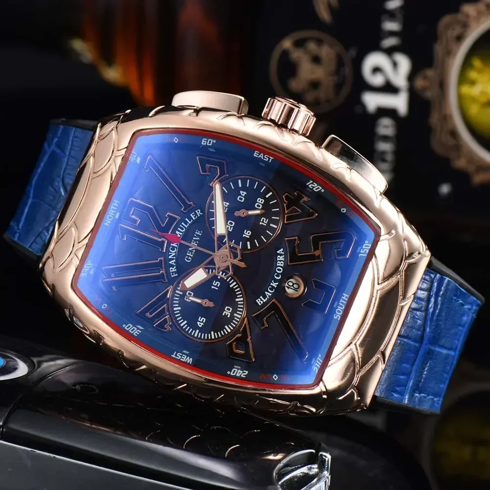 Top New FRANCK MULLER Brand Geneva Watches For Mens High Quality Multifunction Chronograph WristWatch Business Sports AAA Clocks