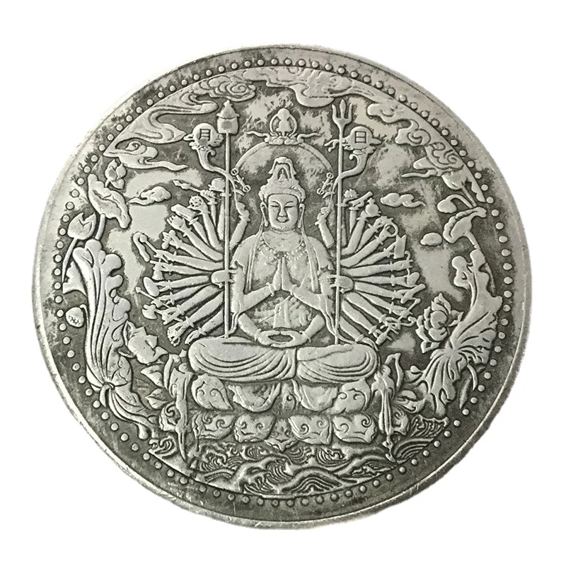 China Coin Copy Fengshui Buddha Good Luck Replica Collectible Plated CopperCcoins Craft Mascot