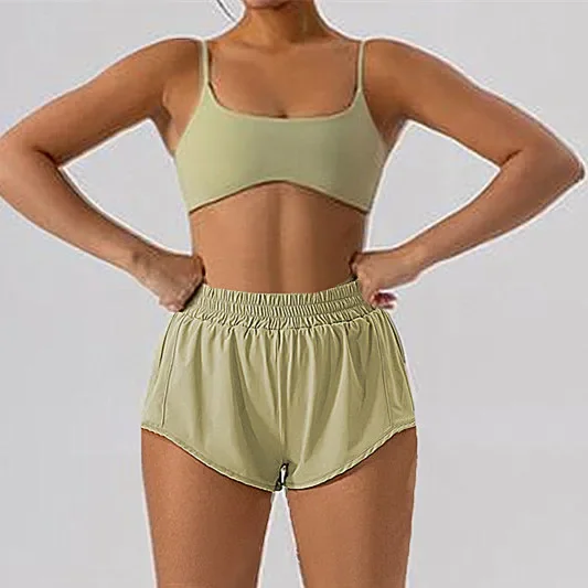 

Yoga Set Summer High Waist Yoga Shorts Women's Fitness Clothes Loose Running Outdoor Fitness Shorts Three-point Pants