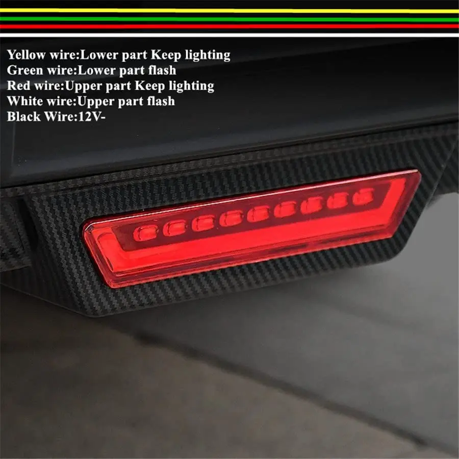 

Carbon Fiber Look Car Rear Bumper Diffuser Lip Splitter w/ LED Brake Stop Light