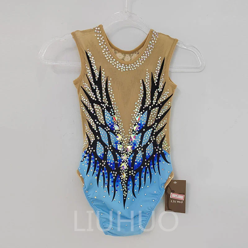 LIUHUO Rhythmic Gymnastics Leotard Competitive Gymnastics Performance Clothing For Children Blue