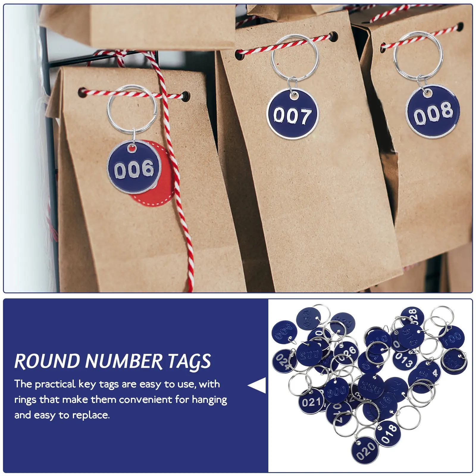 

30Pcs Round Number Tags Key Labels Sturdy Hanging Identification Keychains Number Tag Keychains for Organizing Home Restaurant