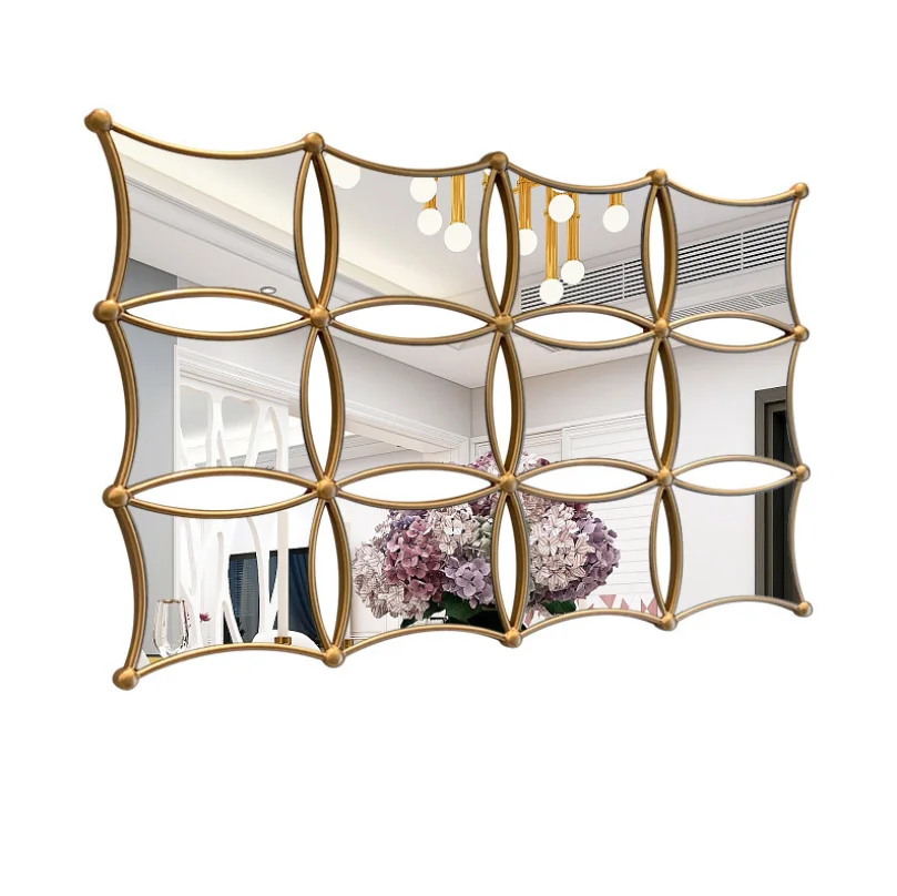 Chinese Designer Modern Living Room Sofa Creative Background Wall Light Luxury Decorative Mirror Wall Hanging