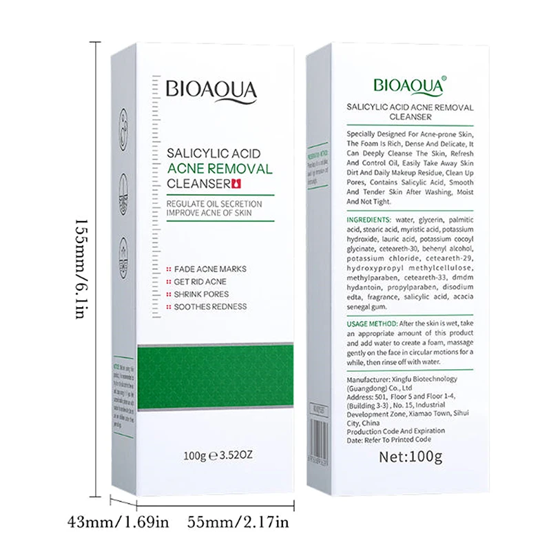 BIOAQUA Salicylic Acid Facial Cleanser  Moisturizing Oil Control Skincare Face Wash Foam Face Cleanser Skin Care view 5