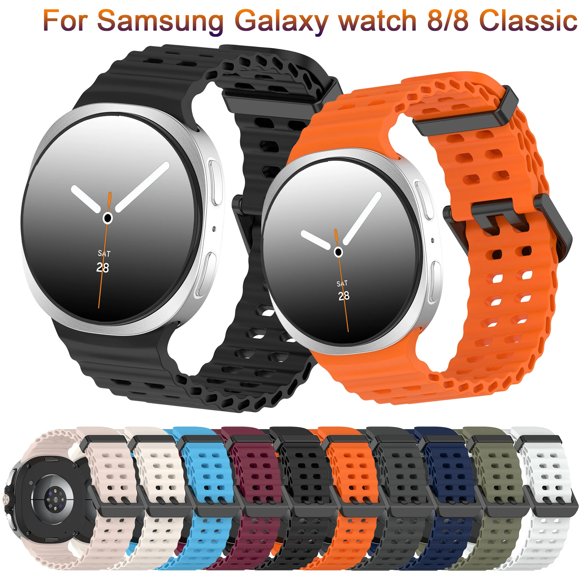 

Band for Samsung Galaxy Watch 8/8 Classic 46mm Strap Accessories Silicone Bracelet Correa For Galaxy Watch 8 40/44mm Accessorie