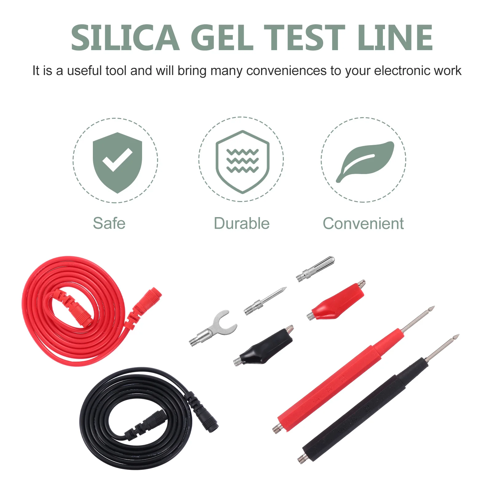 

1 set 1 Set Multimeter Test Leads Kit Pvc Insulated Cable Replaceable Probes Alligator Clips Test Hooks Back Probe Pins For