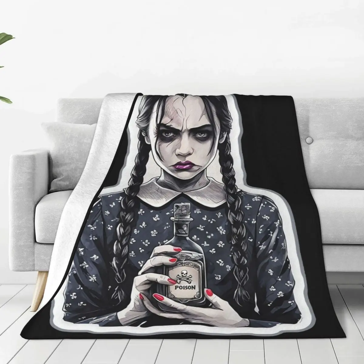 Dark Gothic Girl With Poison Bottle Halloween Blanket Flannel Sofa Throw Blankets For Couch Bedding Throws Bedspread Quilt