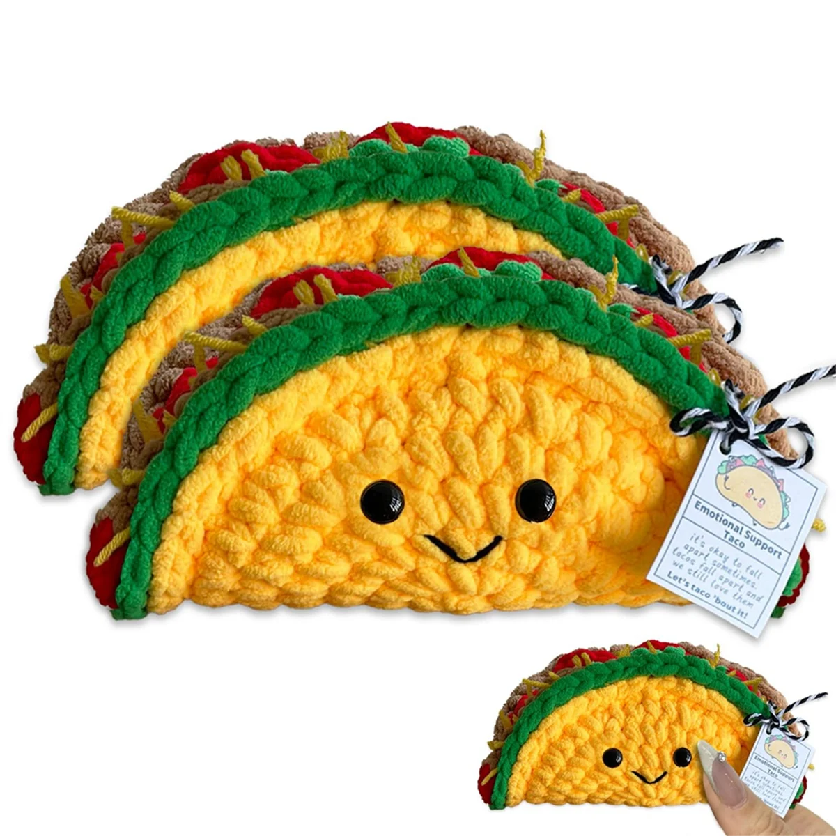 Emotional Tacos, Crochet, Handmade Cute Positive Tacos, Sentimental Gifts for Friends and Family, Plush Toys