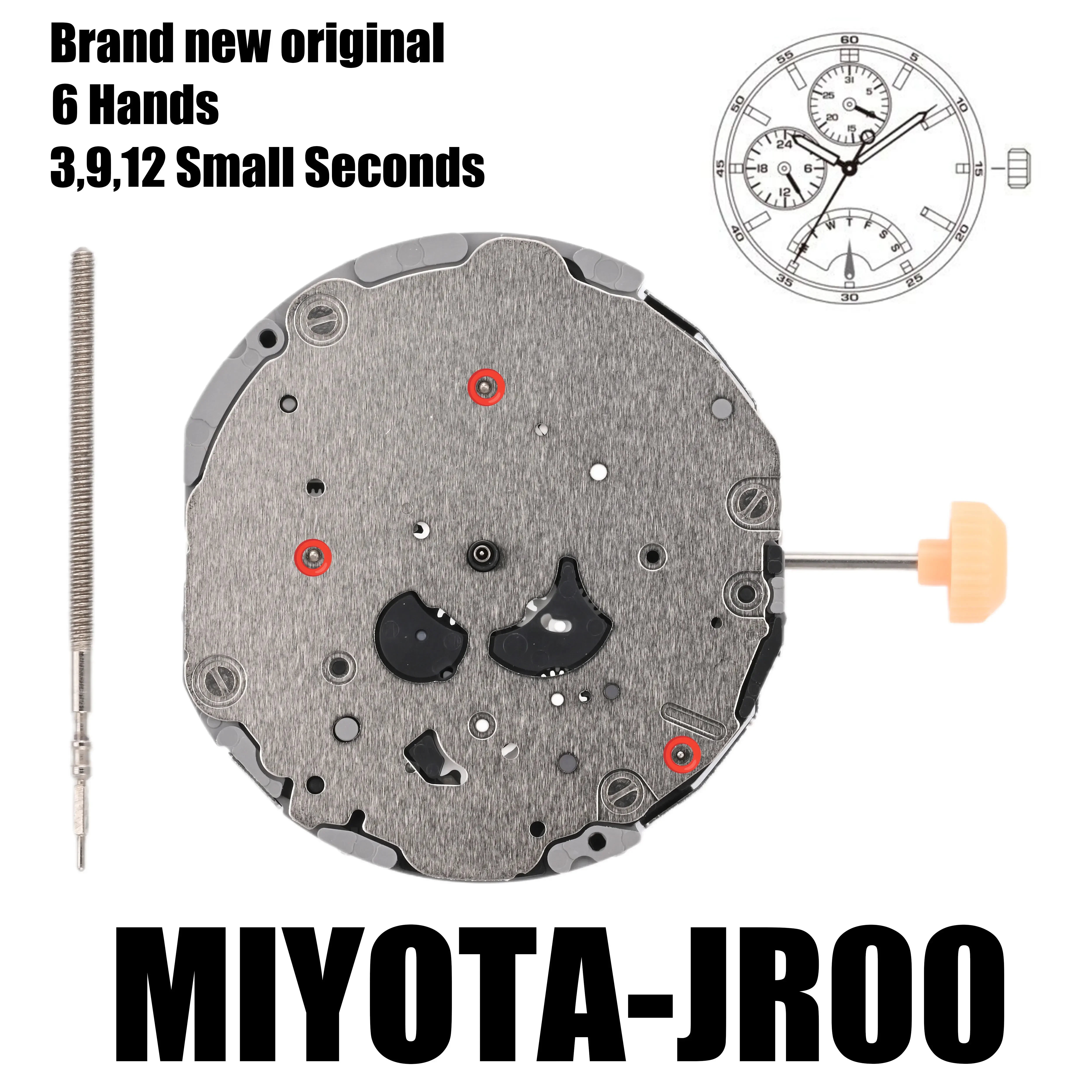 Brand New JR00 Movement Original Miyota JR00 Movement 6 Hands 3,9,12 Small Seconds Quartz Watch Movement Watch Accessories