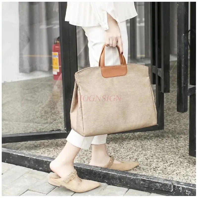 1pcs Women's portable briefcase, professional large capacity, fashionable temperament, Oxford cloth simple office file bag