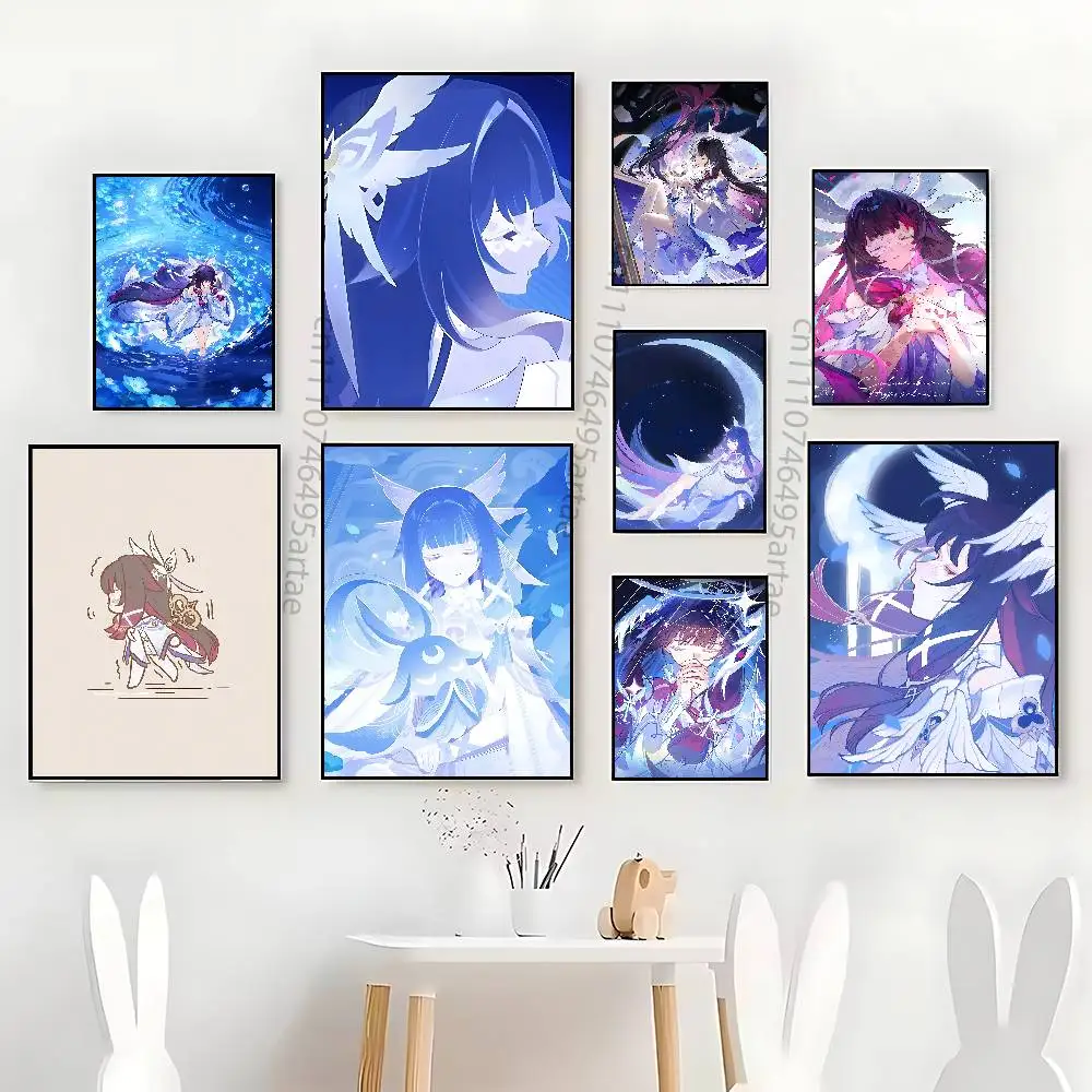 G-Genshin Columbina Impact Vintage Anime Artists Canvas Painting for Living Room Home Decor Poster Fans Gifts-unframed