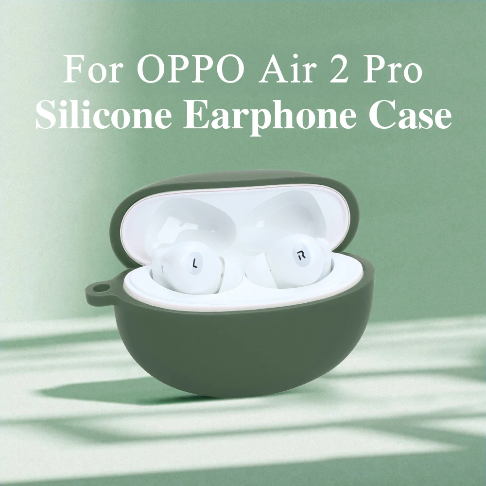 For OPPO Air2 Pro Wireless Silicone Earphone Case With Charging Hole Anti-Fall Shockproof Solid Color Soft Protective Cover