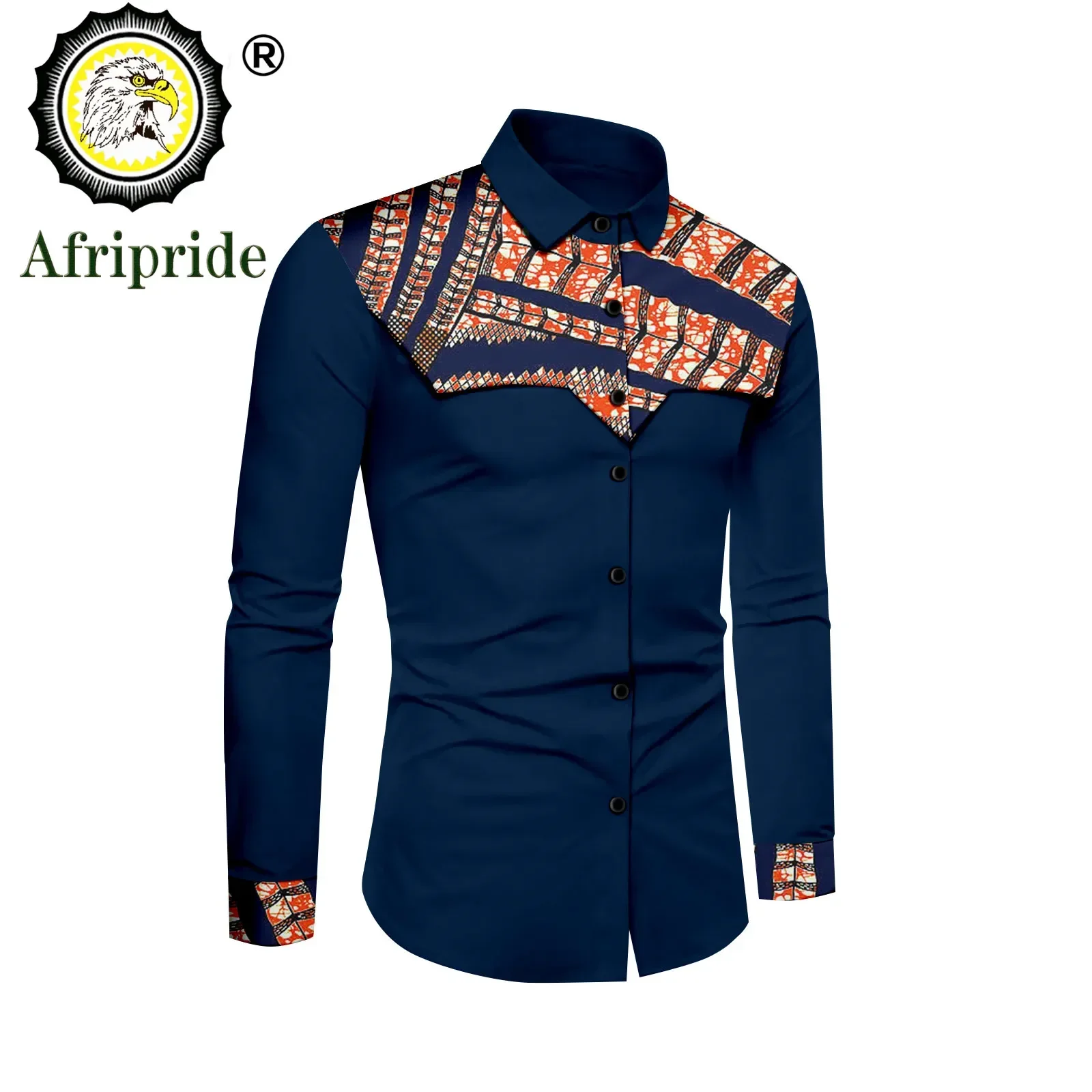 

African Shirts for Man Print Clothing Dashiki Tops Ankara Formal Men Shirt Full Sleeve Stand Neck Slim Fit Suit Shirts A2212010