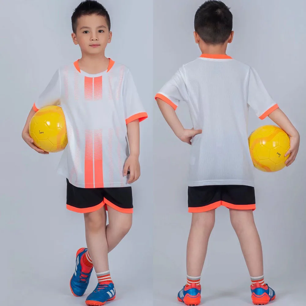 Children Soccer Uniform Sets Custom Dry Fit 2 Piece Boys Girls Short Sleeve Shirt & Shorts Training Football Jersey Kids Outfit