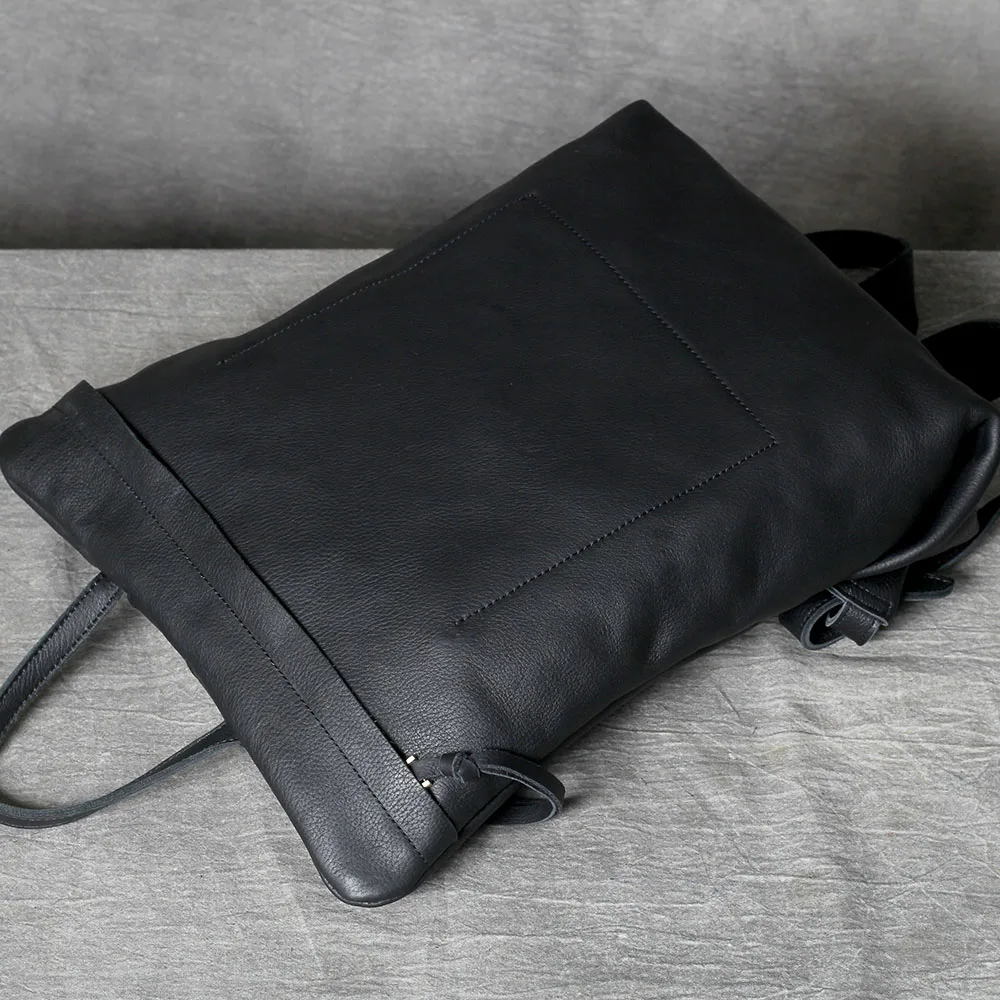 S.WORKER Lässiger Rucksack aus echtem Leder, Vollnarbenleder, Laptop-Umhängetasche, Schultasche, modisch – Detail 11