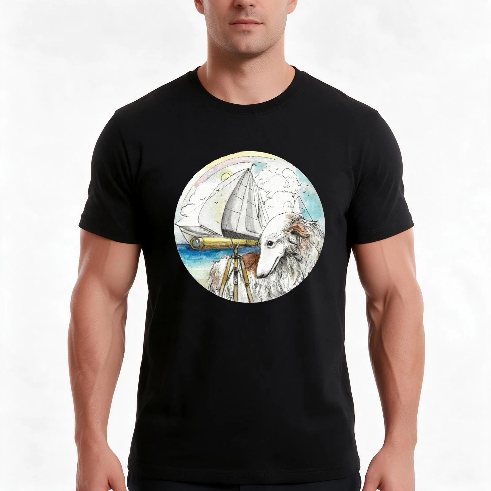 The Sighthound T-Shirt, Summer Casual Cotton Tee, Oversized Streetwear Tops, Vintage Graphic Print, Loose Fit Short Sleeve