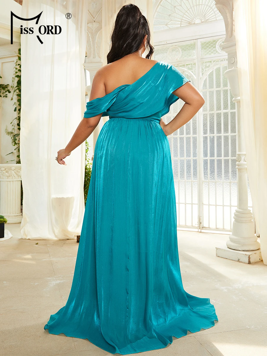 Missord Plus Size One Shoulder A-Line Emerald Blue Bridesmaid Dress Prom Dress