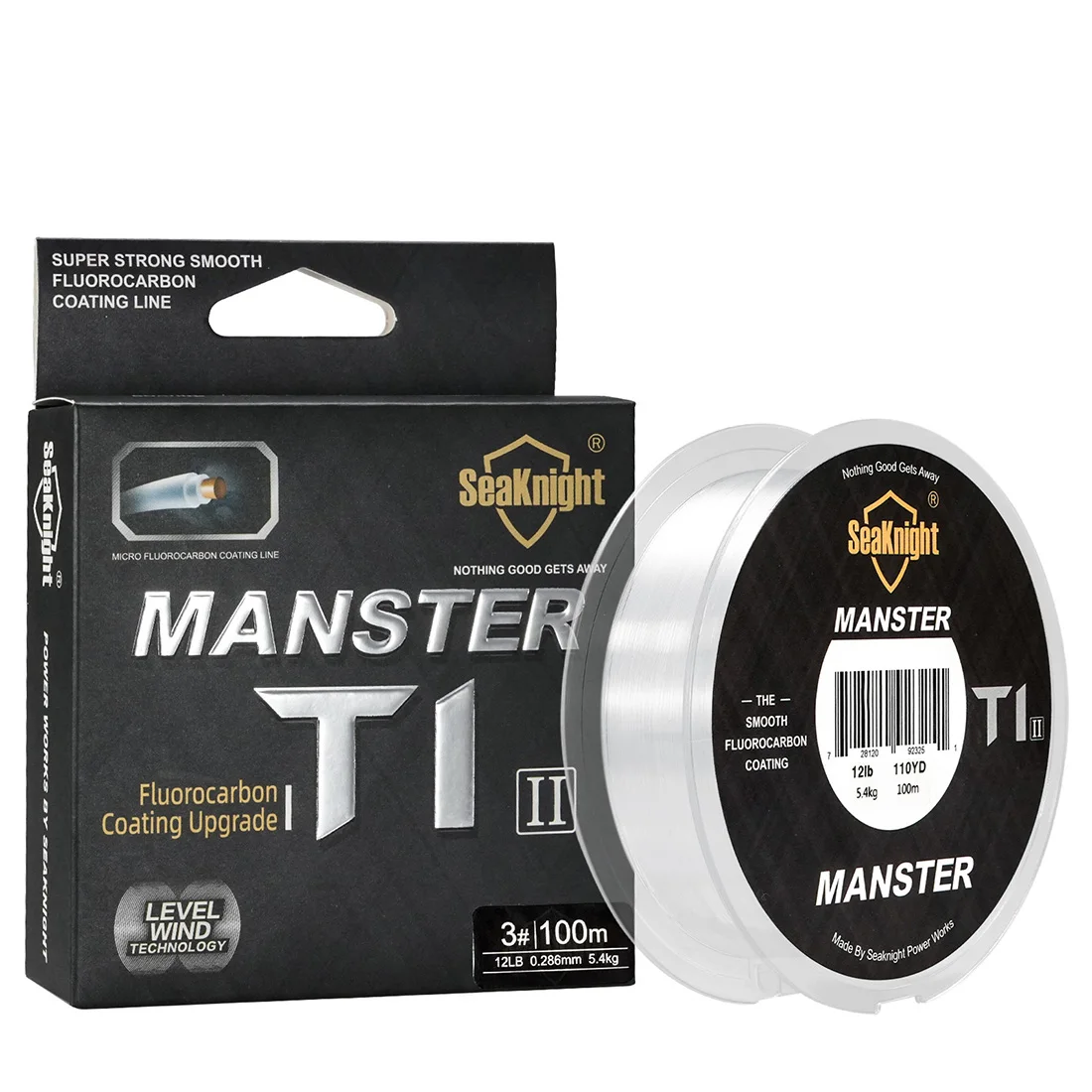 SeaKnight Brand MANSTER T1 II Serie 100% zweischichtige Fluorocarbon-Beschichtung Angelschnur 100M 50M Schnell sinkende Schnur Stärker 3-100LB