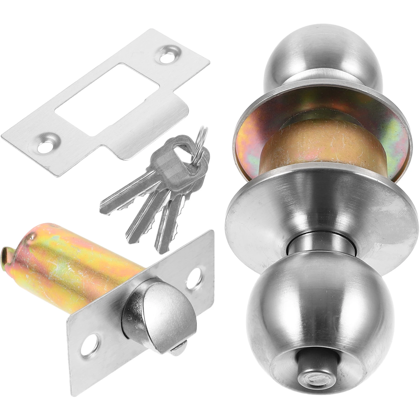 

Stainless Steel Ball Door Lock Knob Spherical Locks for Bedrooms 587 Series Steel Color Easy Install