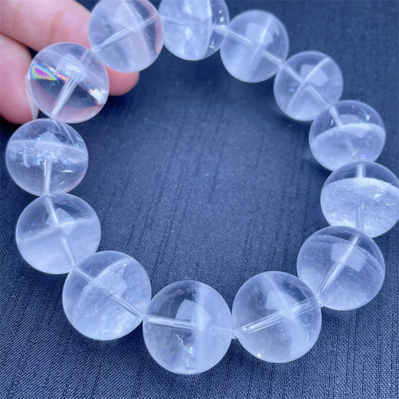 16MM Natural white Garden Quartz Bracelet Handmade Crystal Jewelry Stretch Bangle Children Birthday Gift 1pcs