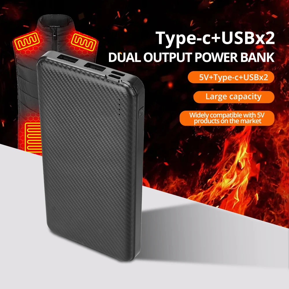

10000mAh/5V Power Bank Heated Jacket Battery Rechargeable for Heating Vest Winter Outdoor Skiing Riding Warming Batteries
