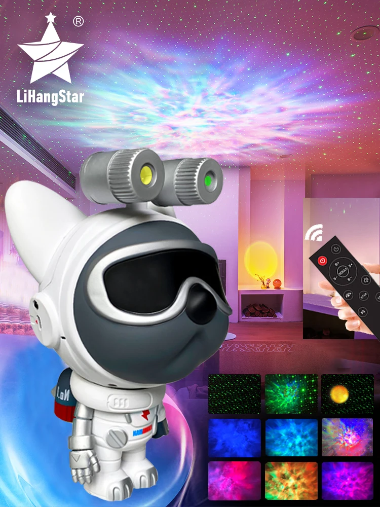 Galaxy LED Star Projector Astronaut Aurora Star Light Intelligent Voice Control Ambient Night Light for Children's Gifts Bedroom