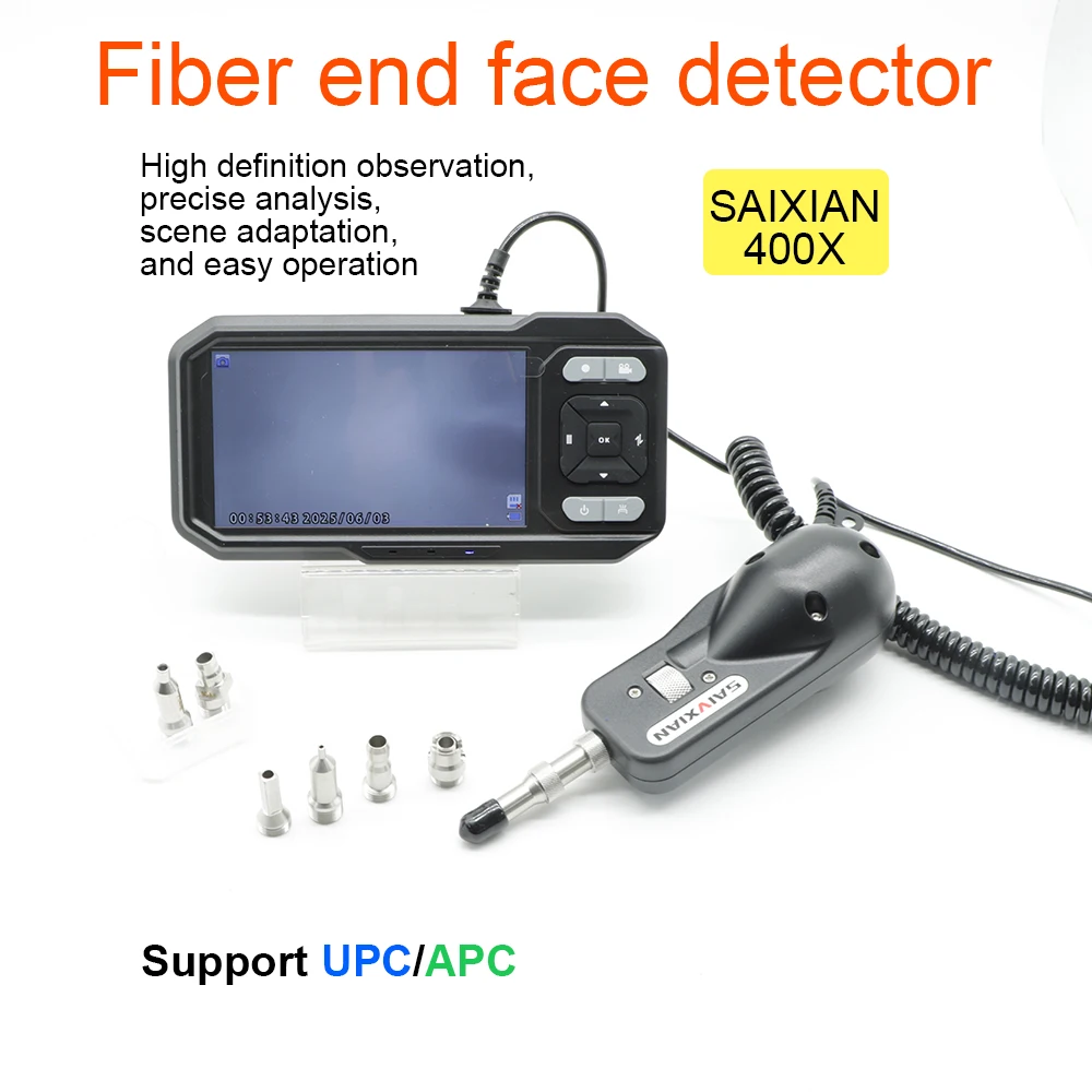 

SAIVXIAN A-600V Fiber Optic End Face Detector Microscope Optical Inspection Scope Cleaning Tool for Precision Optical Components