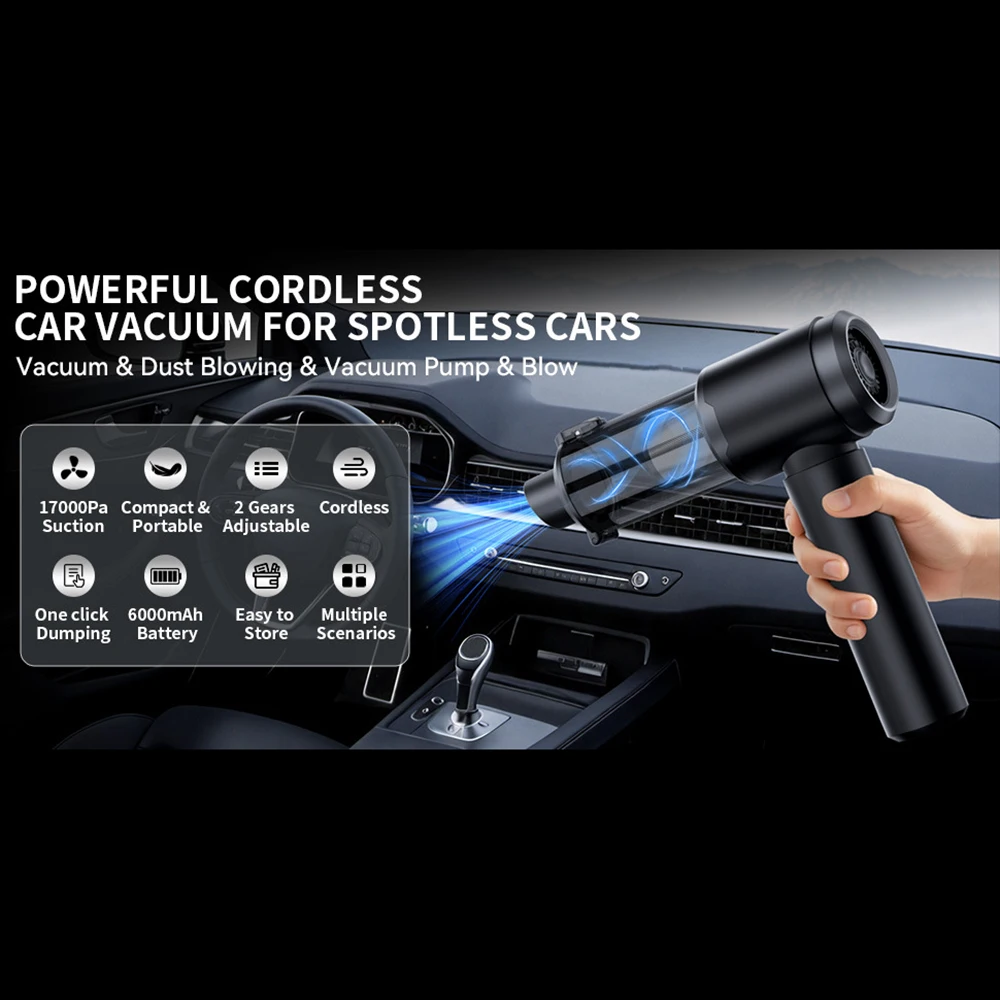 Wireless Car Vacuum Cleaner Handheld USB Portable Strong Suction Dust Cleaning Machine for Floor Car Carpet Sofa Home appliance