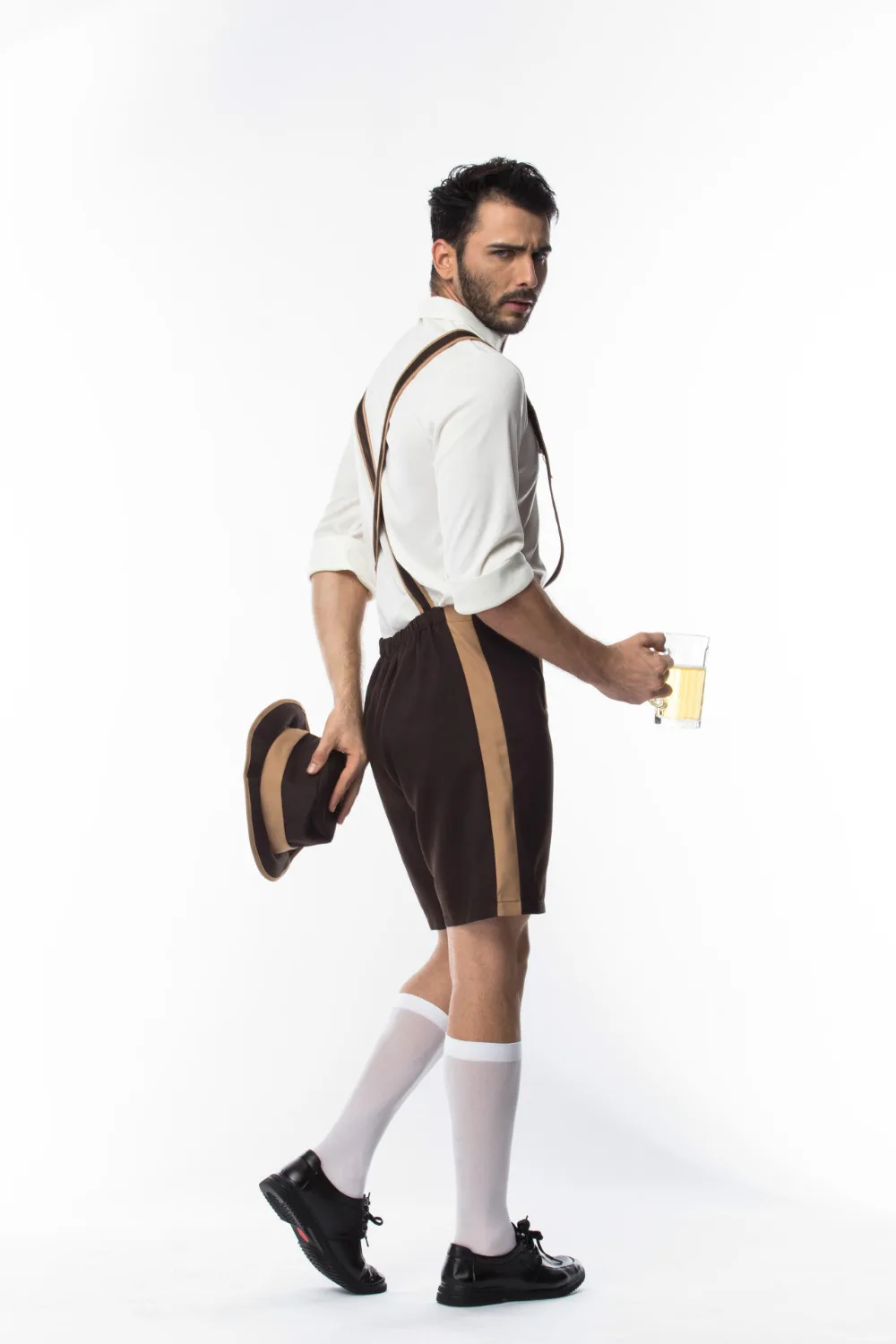 Volwassen Man 3 Stks/set Duits Octoberfest Festival Kostuum Baars Bier Kostuum Mannelijke Lederhosen Cosplay Halloween Feestkleding