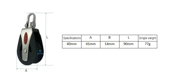 2PCS 1500Lbs Load Sheave Block Universal Head Single Pulley Swivel Sailboat Plain Bearing Block Rope Runner Boat Accessories