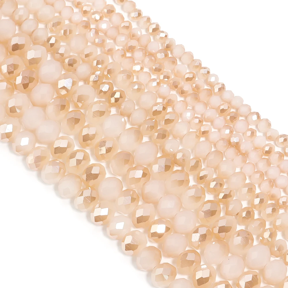 Cuentas de Cristal Austriaco Rondelle de 4, 6 y 8 mm, Cuentas Facetadas de Jade Blanco y Ámbar para Hacer Joyas, Accesorios para Pulseras DIY