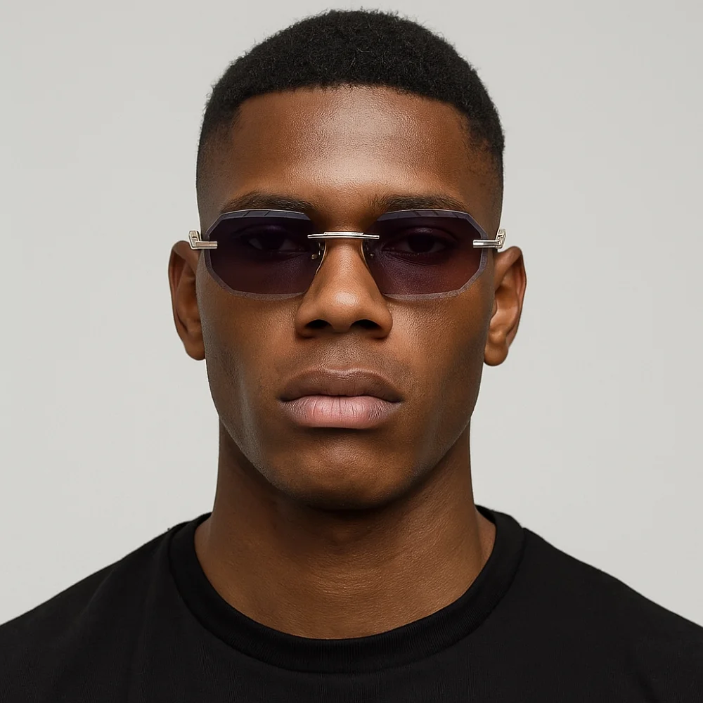 

Retro UV 400 Rimless Sunglasses Punk Metal Men Sunglasses Korean Style Square Driving Eyewear Unisex