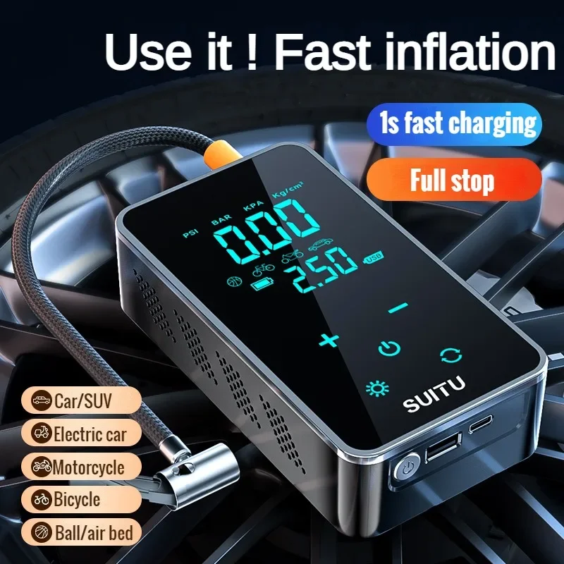 Car Electrical Air Pump 150psi Mini Wireless Touch Screen Tire Inflatable Pump Car Motorcycle Bicycle Inflator Air Compressor