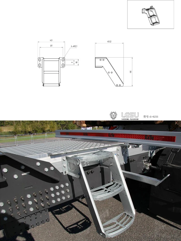 LESU For 1/14 Tamiya FH16 Wood Transport Truck Toy Truck Stainless Steel Metal Ladder G-6233