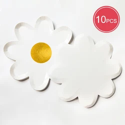 10pcs Disposable Gold Polka Dot Paper Plate Birthday Cake Dessert Plate Party Party Decorated Small Daisy Paper Tableware