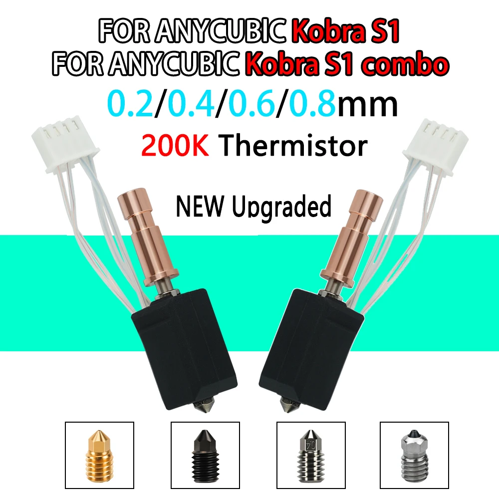 Für Anycubic Kobra S1 Hotend 200k Upgrade Keramik Heizdüse Kobra S1 Combo Hotend 24V 48W Schnelle Heizung Kobra S1 Zubehör