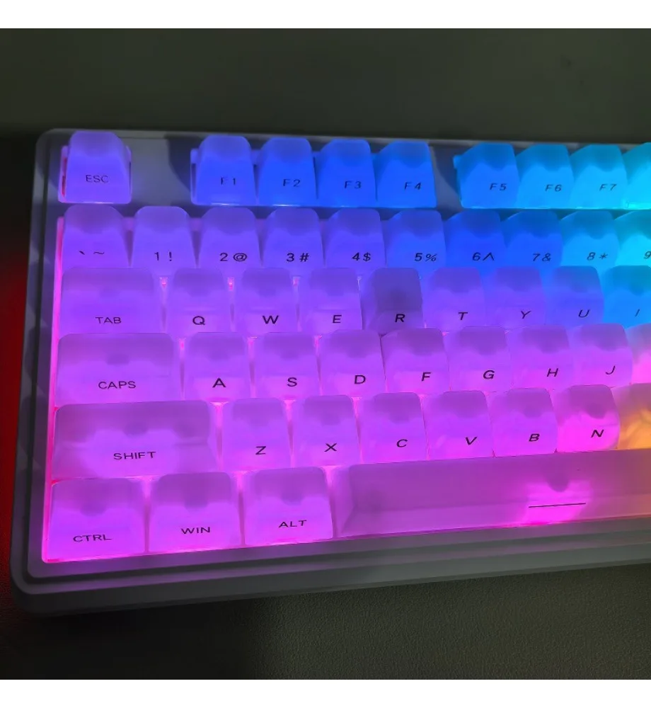 Keycap spot jellyfish white keycap MDA height small full set of 119 keys side engraved characters PC translucent light