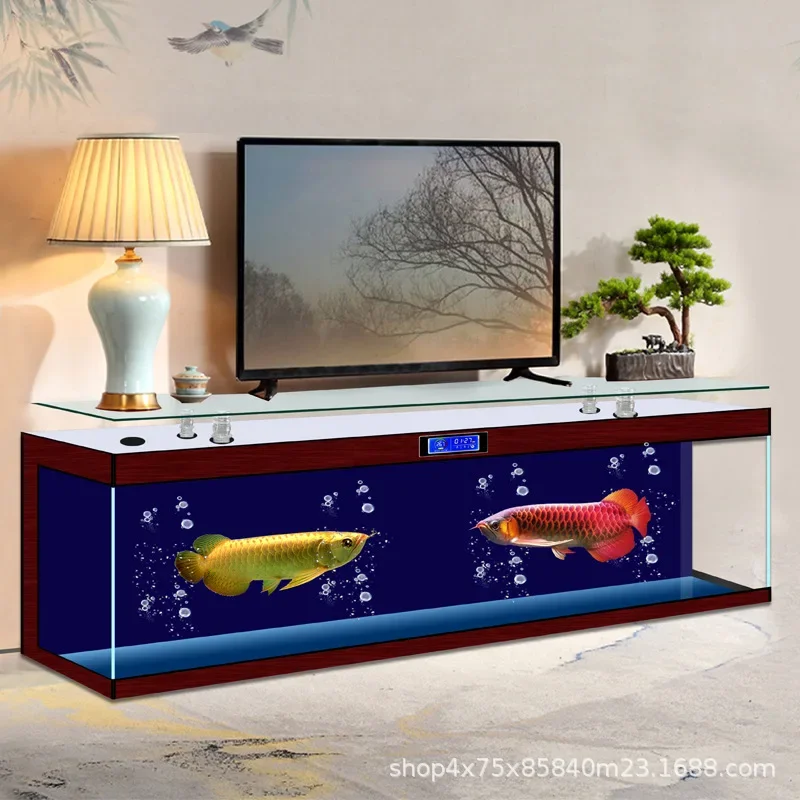 Ultra-Clear PC Glass Aquarium TV Cabinet Customizable Bar Table Fish Tank Self-Circulating Lazy Floor-standing Wall-mounted