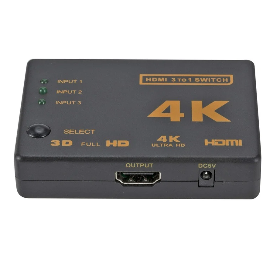 YIGETOHDE 4K*2K 3D Mini 3 Port HDMI-compatible Switch 1.4b 4K Switcher Splitter 1080P 3 in 1 out Port Hub For DVD HDTV Xbox PS3