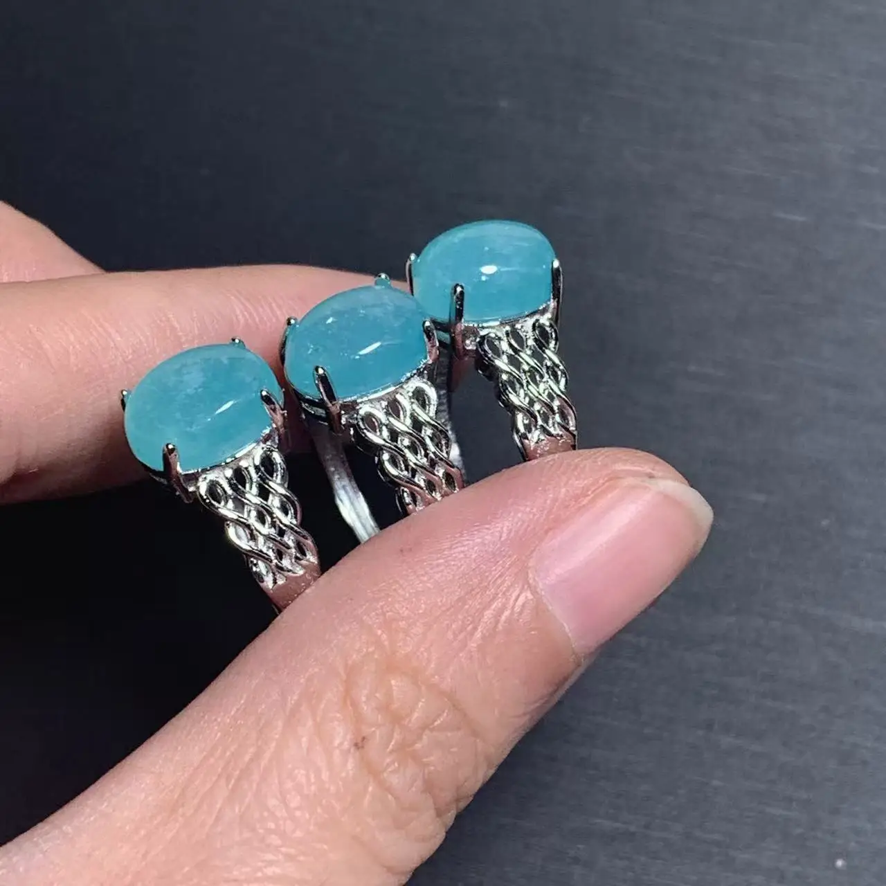 56 Natural Amazonite Ring Adjustable Female Ring Jewelry for Women Gift Wholesale High Quality Vintage Fine