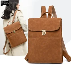 VC Quality Soft Leather Women's Backpack Simple Luxury Designer Backpack Fashion Travel Backpacks for Women Female Laptop Bag