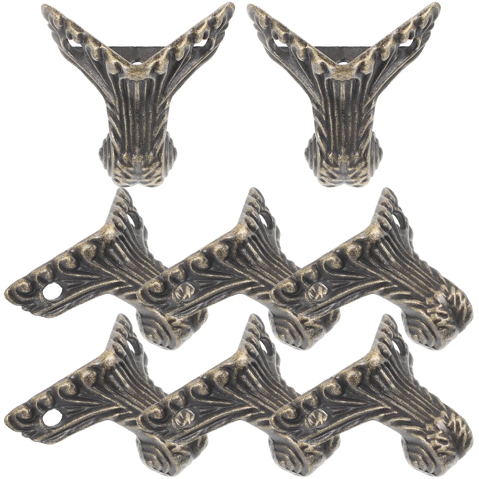 8Pcs Furniture Legs Zinc Alloy Vintage Bottom Corner Protectors Decorative Feet Stable Support for Wooden Boxes and