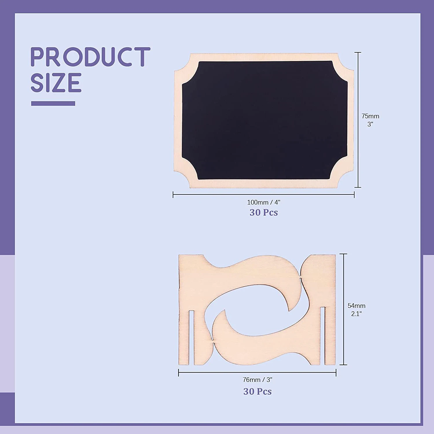 AU61-30Pcs Mini Chalkboard Sign Food Labels For Party Buffet, Wooden Small Chalk Board Signs (Rectangle Notch )