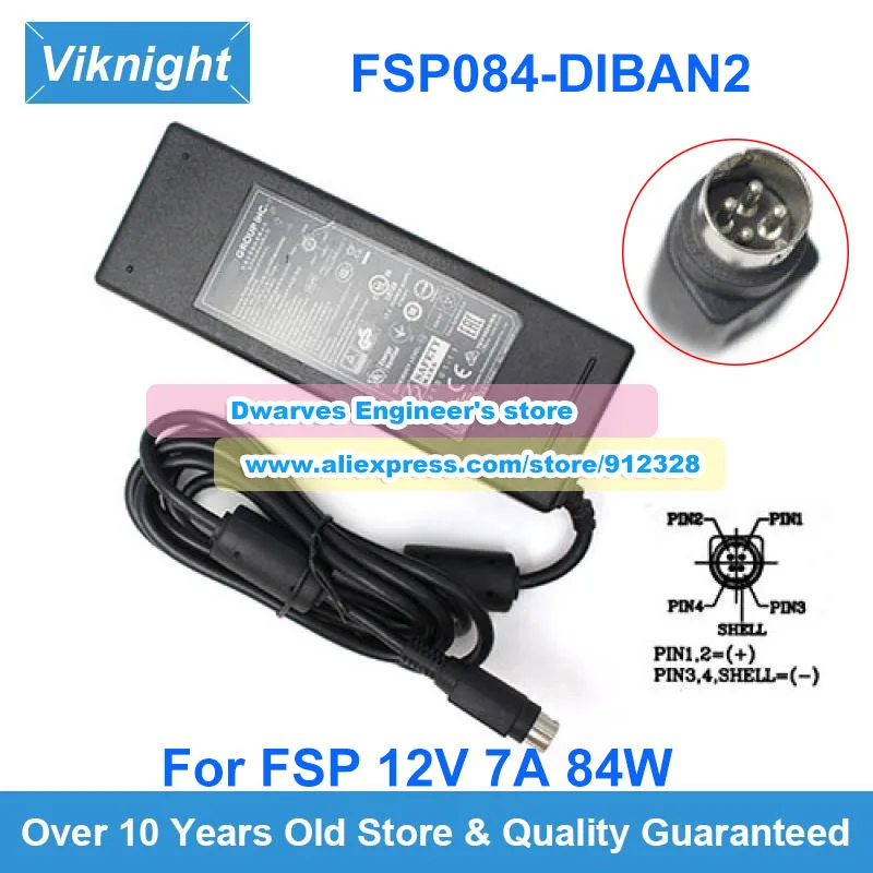 

Genuine FSP FSP084-DIBAN2 Ac Adapter Charger 12V 7A 84W 4 Pin Power Supply Laptop Adapters