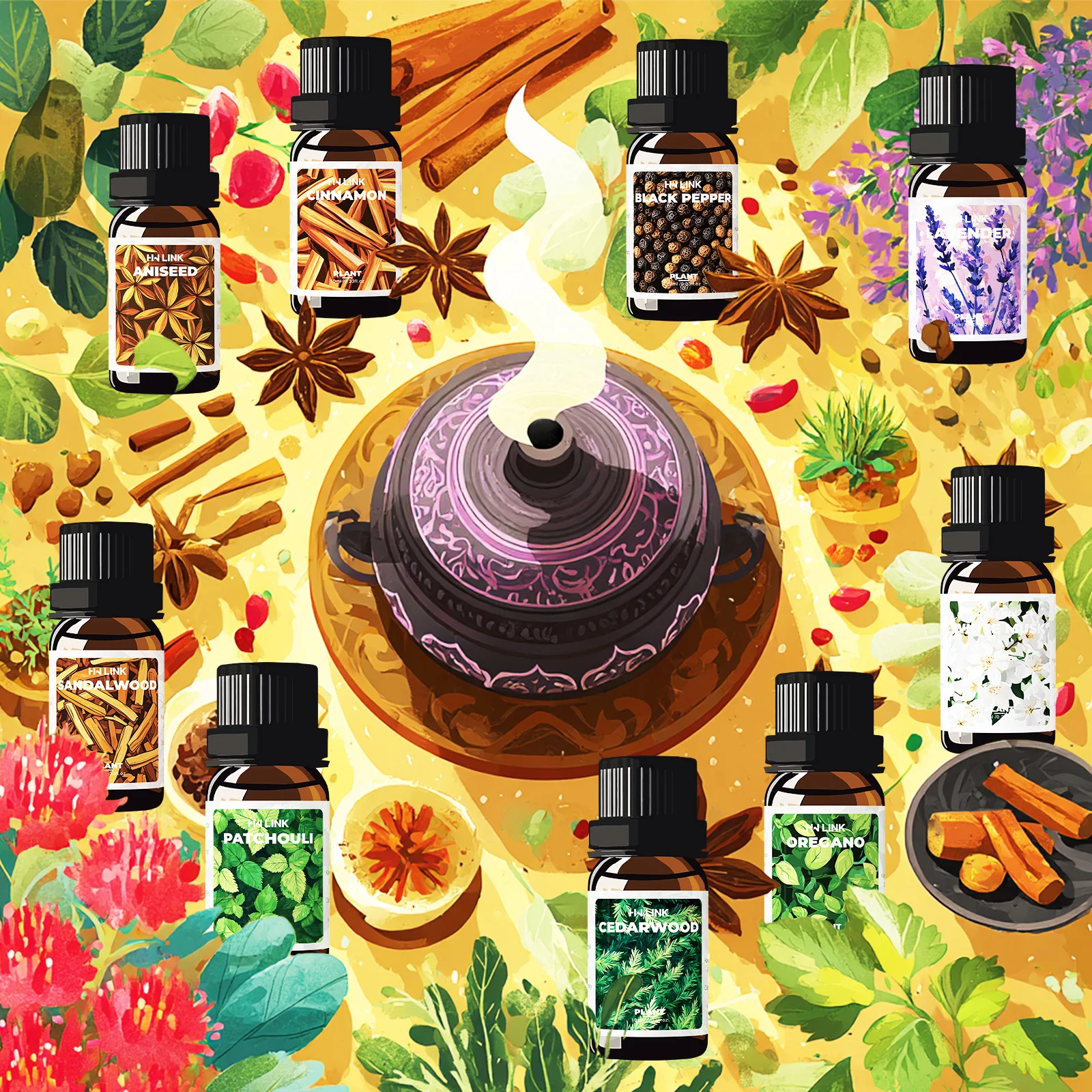 16Type 10ML Natural Plant Essential Oils Diffuser Oil For Cleaning & Candle Making Holiday Gifts