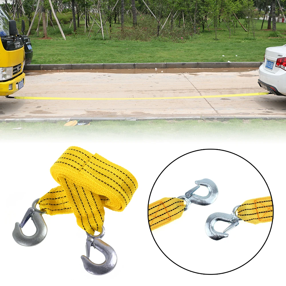 

1 Pc 4M Universal Car Tow Cable Heavy Duty 3 Ton Trailer Rope Towing Pull Rope Strap Hooks Van Road Recovery Car Accessories