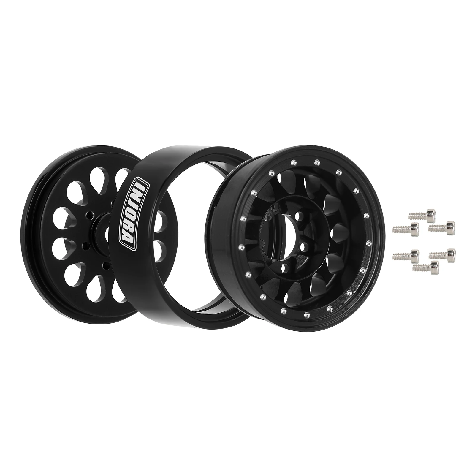 INJORA 1.0 Plus Aluminium Beadlock Wheel Rims for 1/24 1/18 RC Crawler SCX24 TRX4M FCX24 (W1108)