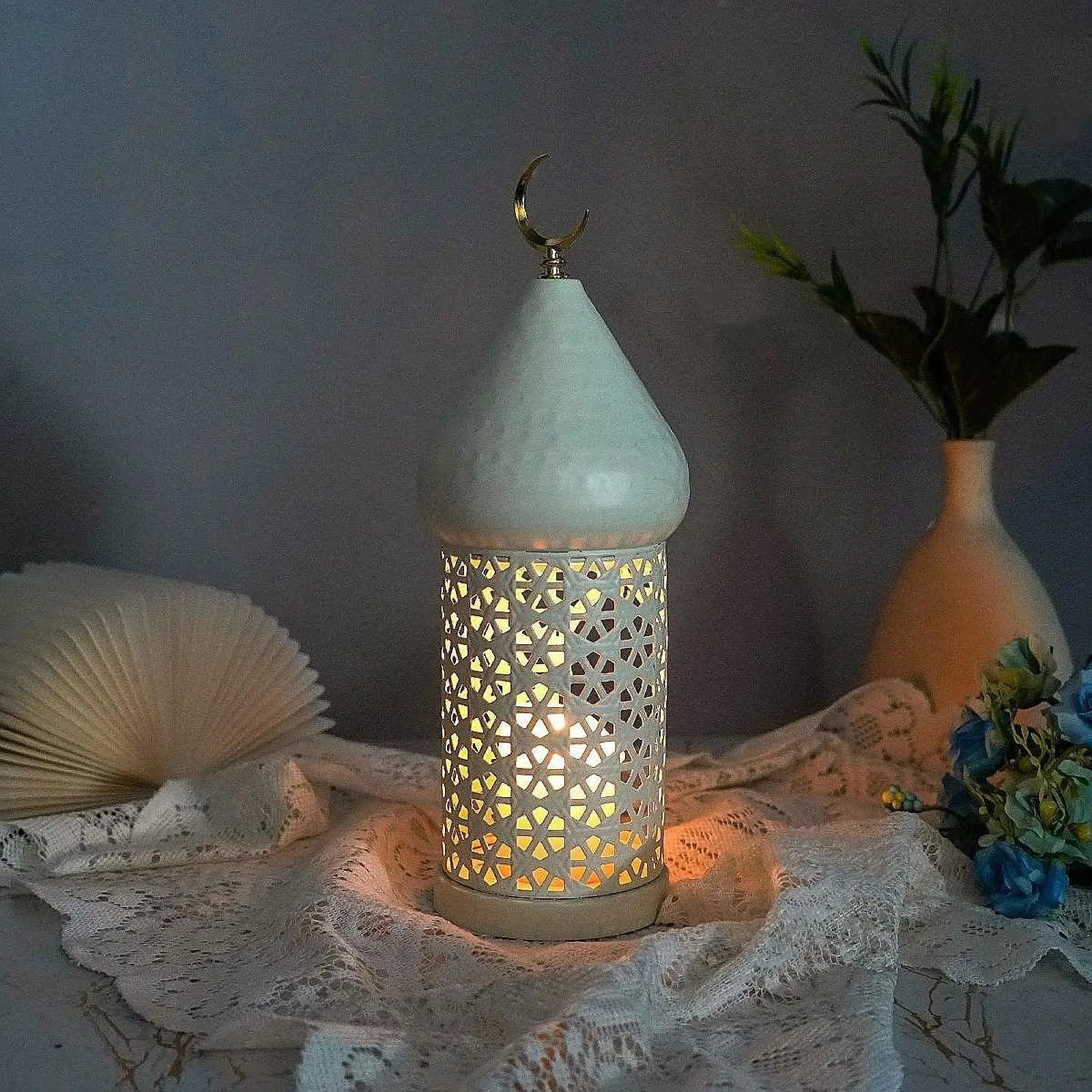Decorative Candle Holder Ramadan Decoration Eid Mubarak Desktop Ornament for Weddings Living Room Dining Room Mantel Home Decor