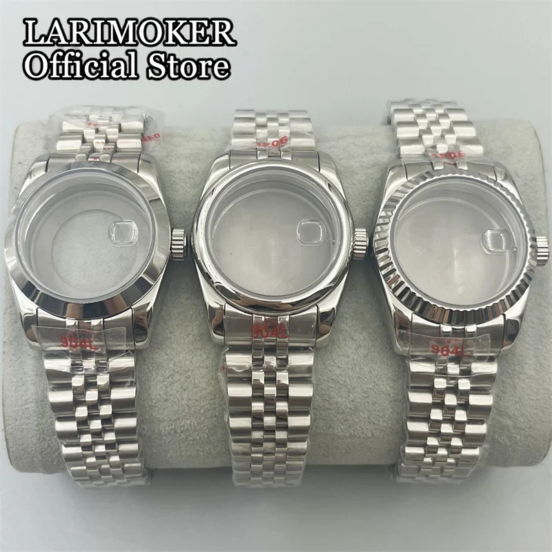 LARIMOKER 31mm Stainless Round Watch Case Bezel Sapphire Glass Fit NH05 NH06 Movement Women's Watch Parts