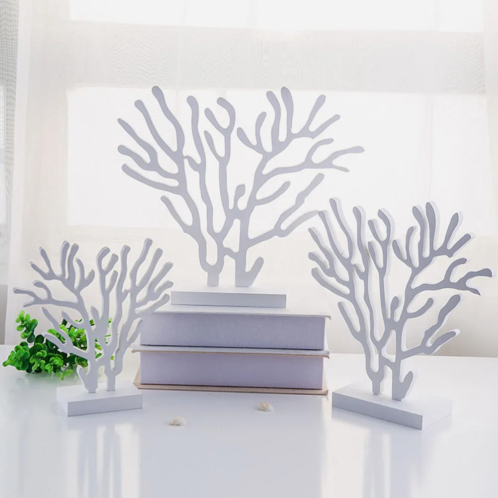 

1 Set Mediterranean Coral Desktop Ornament Ocean Style Wood Decor For Home Party Supplies Kids Room Decor Wooden Slice Carving